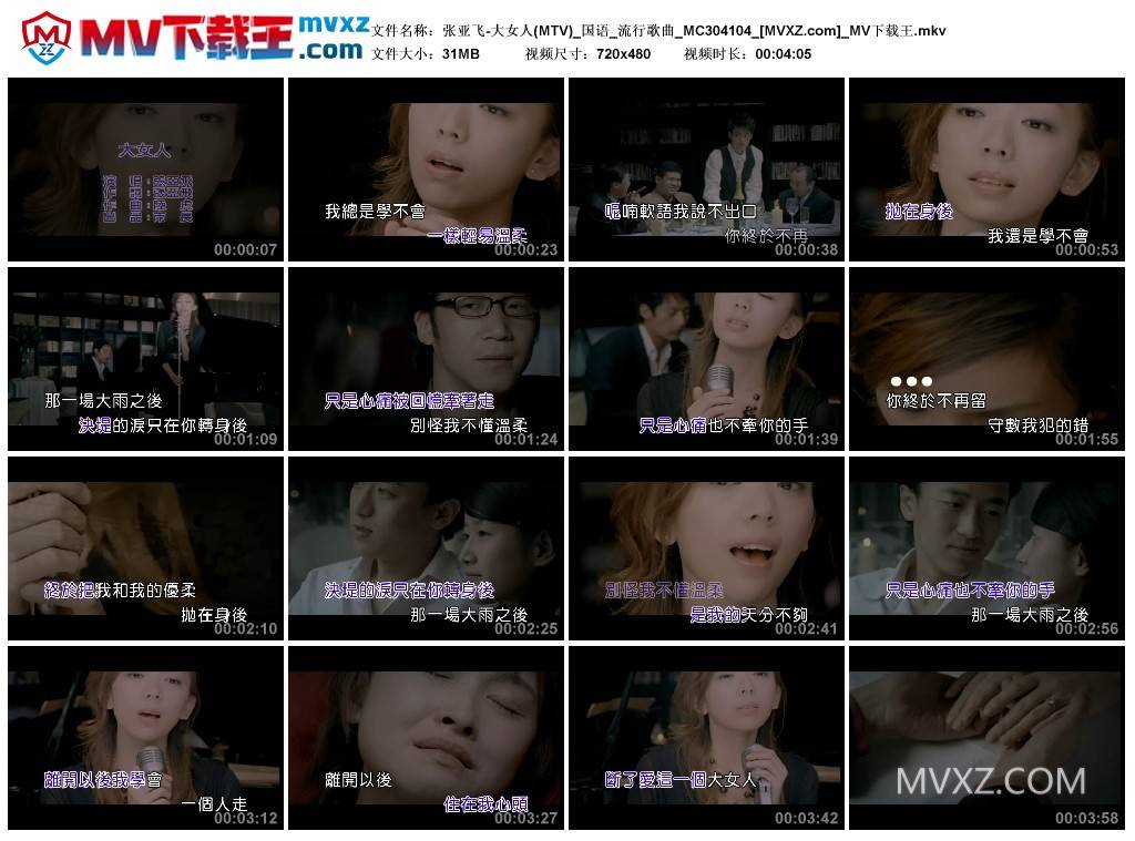 张亚飞-大女人(MTV)_国语_流行歌曲_MC304104